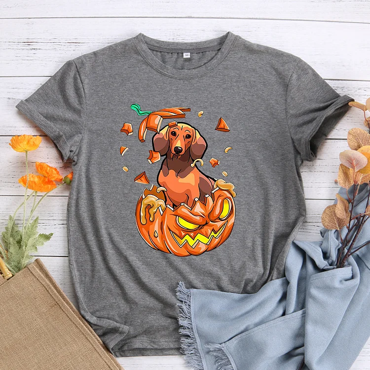 Pumpkin Dachshund Dog Lover Halloween T-shirt Tee -598295