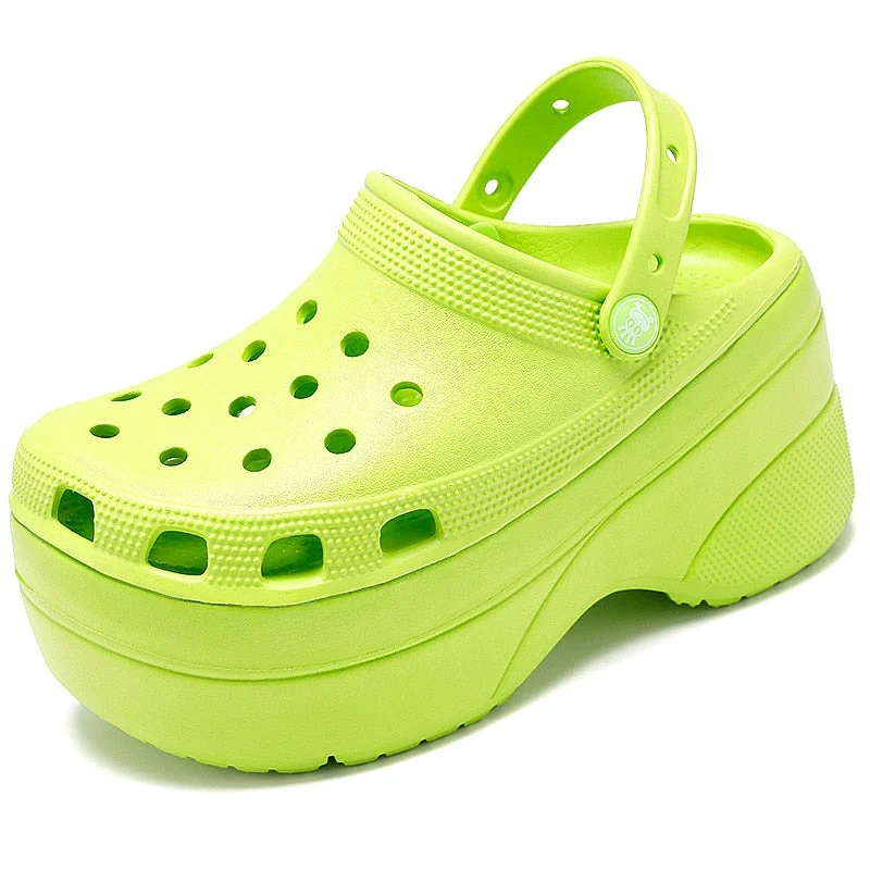Summer Green Platform High Heels Sandals Non-slip Wedges shoes for Women 10 cm Increase Fashion Garden Shoes