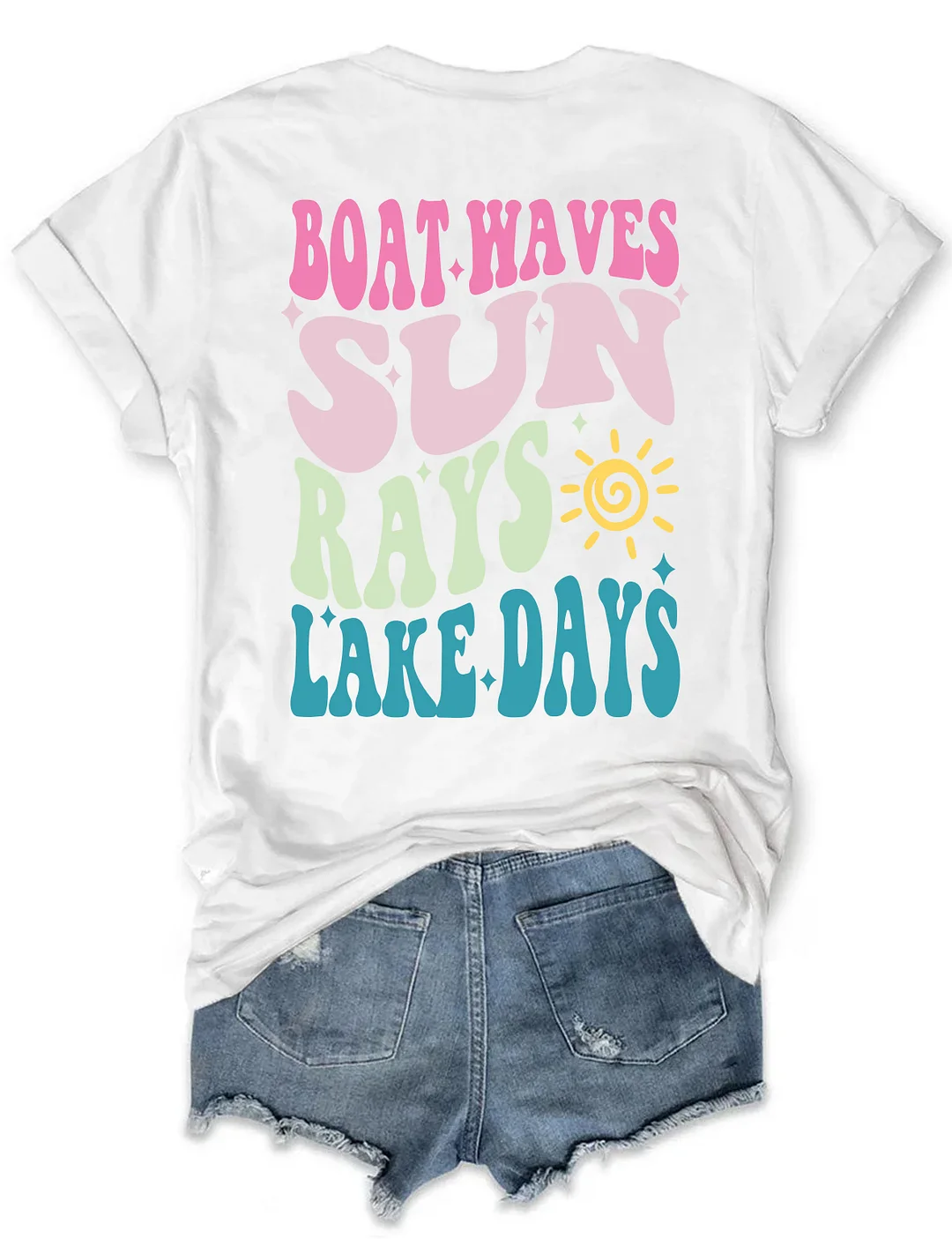 Boat Waves Sun Rays Lake Days T-shirt