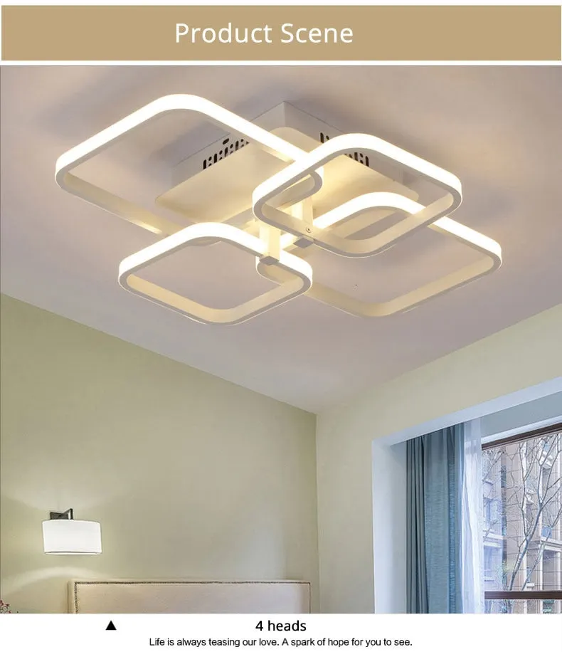 Square Circel Rings Ceiling Lights For Living Room Bedroom Home Modern ...
