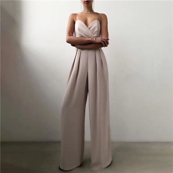 Sling waist straight mopping jumpsuit