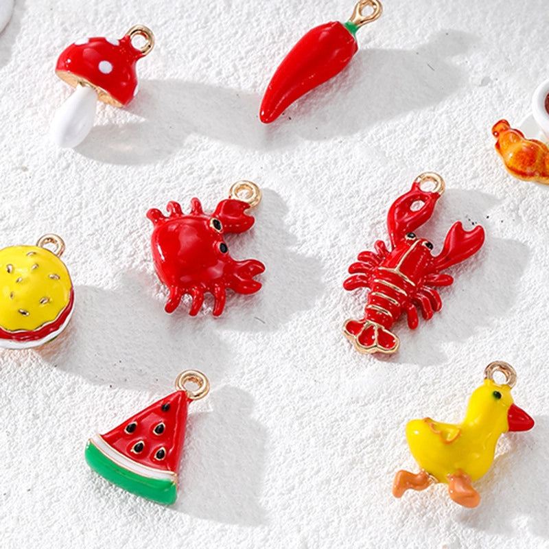 10 PCS/Package Alloy Mushroom Duck Lobster Pendant Jewelry Accessories