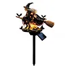Solar Powered Halloween Witch Broom Stake Resin Light for Outdoor Decor