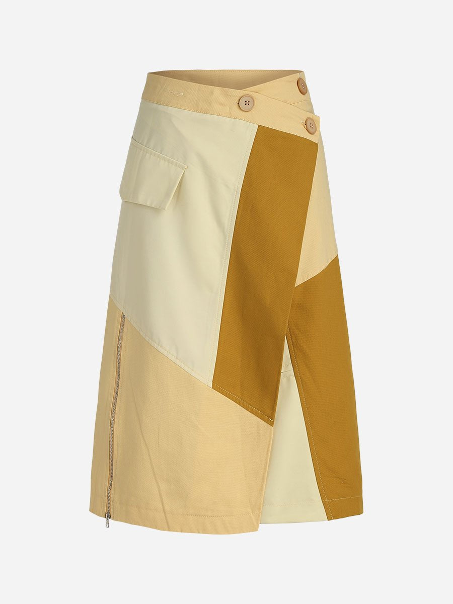 High Waist CIrregular Contrast Splicing Skirts