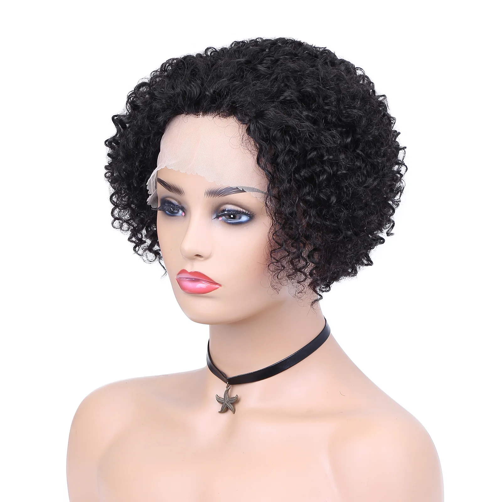 Wignee Short Jerry Curly Wave Middle Part 13x1 Lace Front Human Hair Wigs Wignee hair