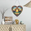 (Upgrade Size)DIY Double Sided Effect Diamond Painting Hanging Pendant Kit (Heart Sunrise)