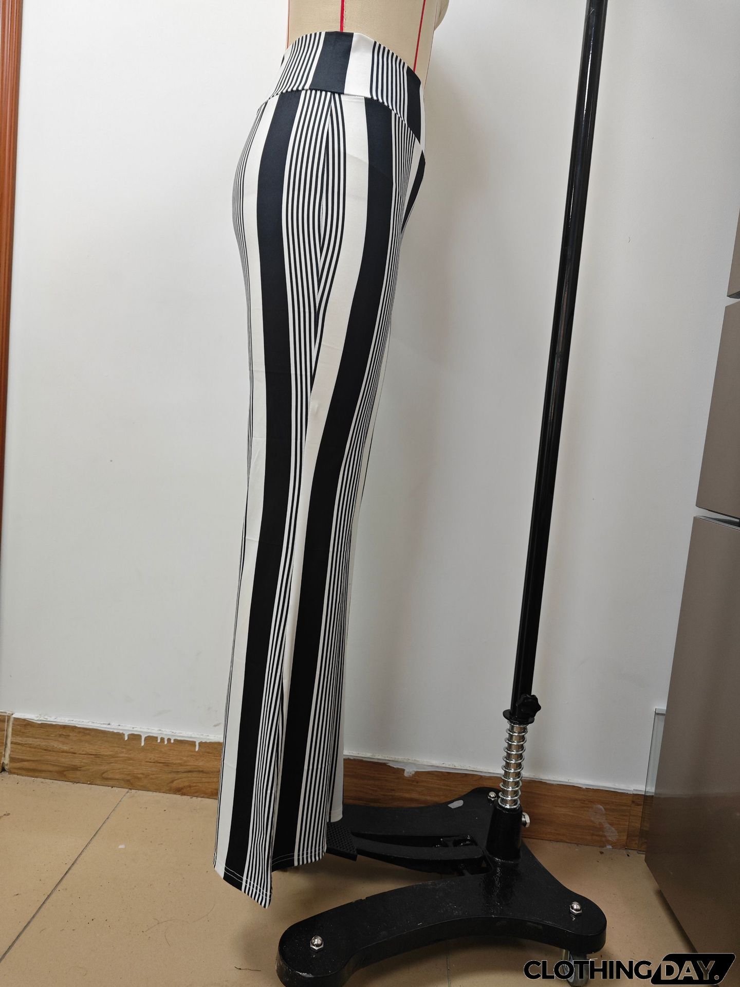 Multicolor Striped Frayed Edge Flare Jeans