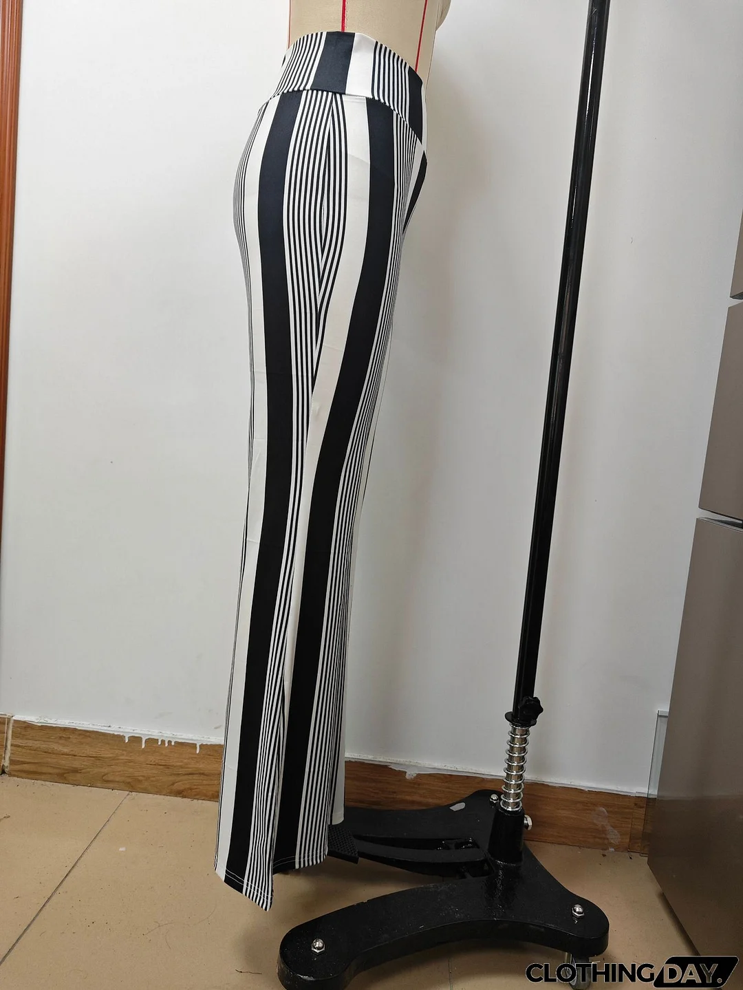 Multicolor Striped Frayed Edge Flare Jeans