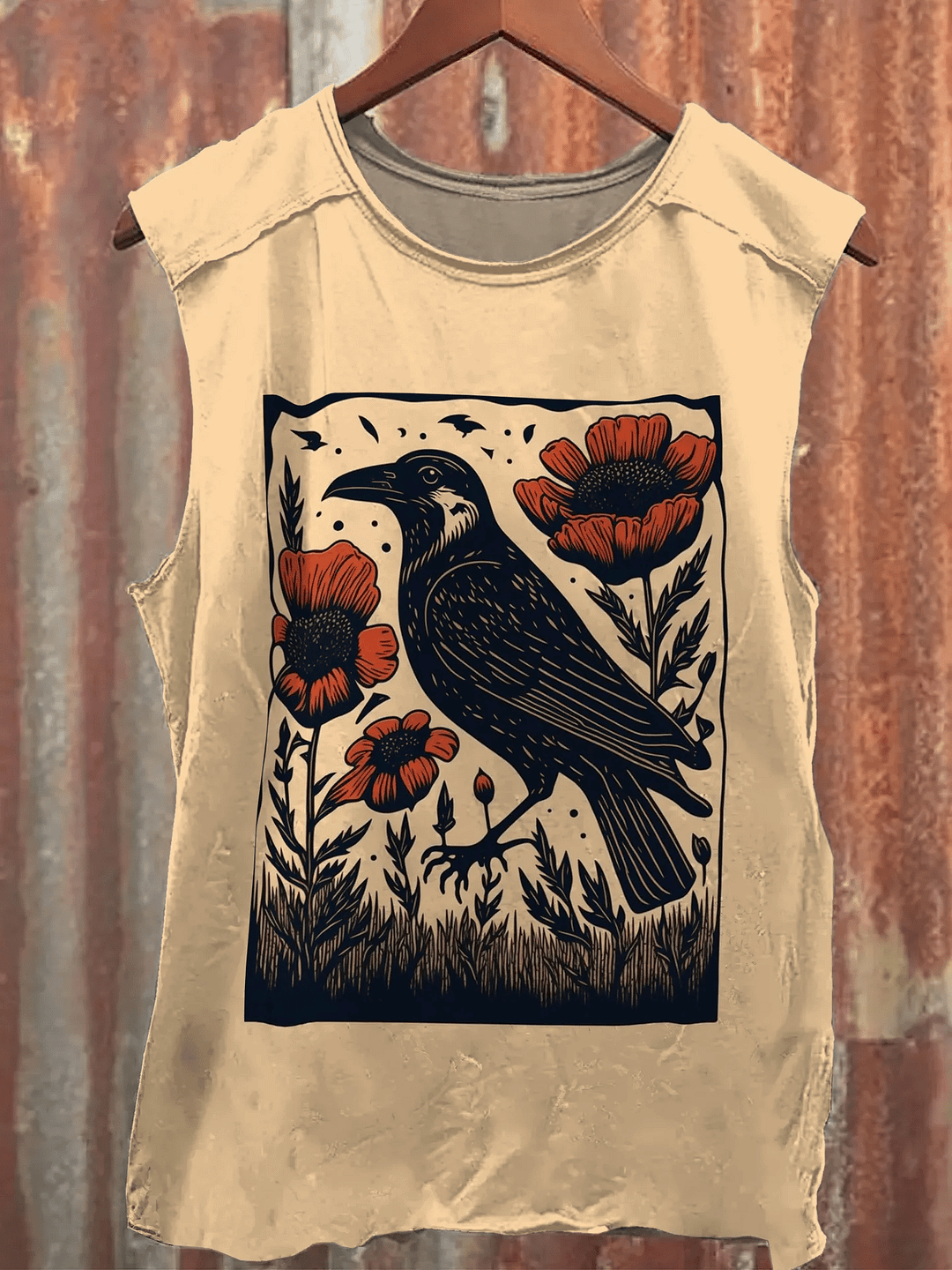Unisex Westward Retro  Bird Print Casual Tank Top 