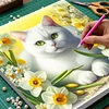 Framed Diamond Painting - Full Round Drill - White Cat (25x25cm)