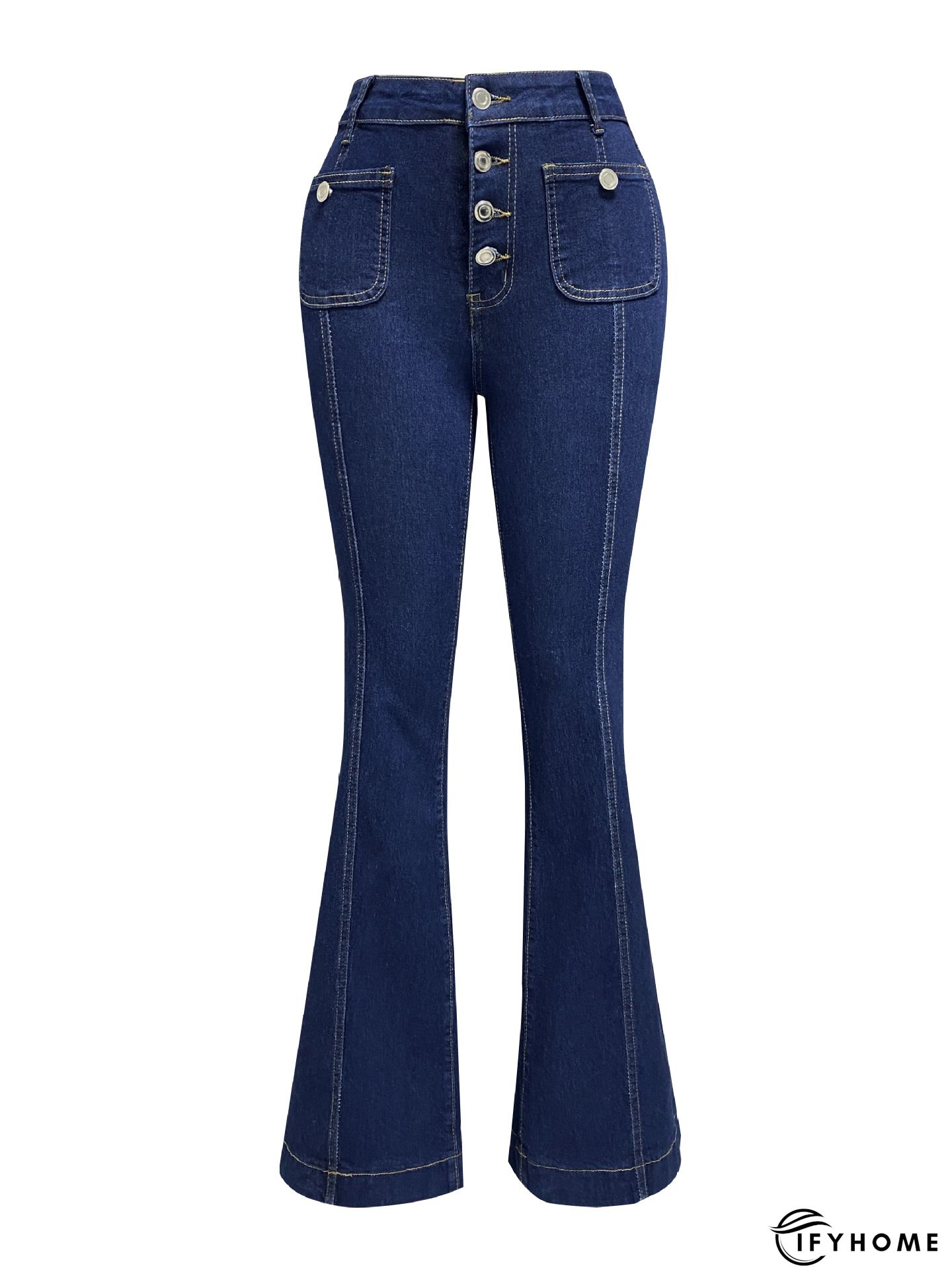 Blue Central Seam Stitching Wide Leg Jeans | IFYHOME