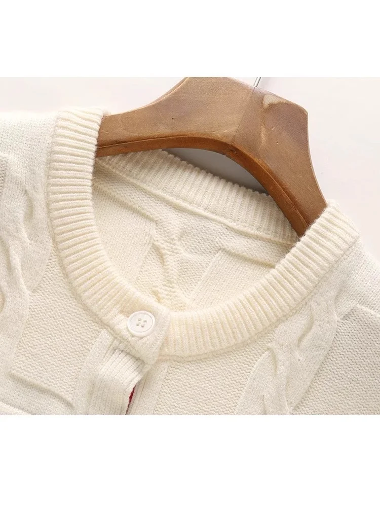 Nigikala Nigikala Spring And Autumn Women's Round-Neck Knitted Shirt Jacket Puppy Pattern Sweater Women Put On The Long Sleeve Design Sense