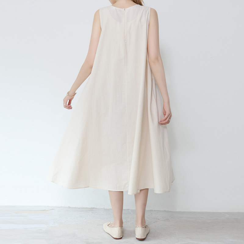 Summer Oversize Loose Cotton Linen Vintage Casual Dress