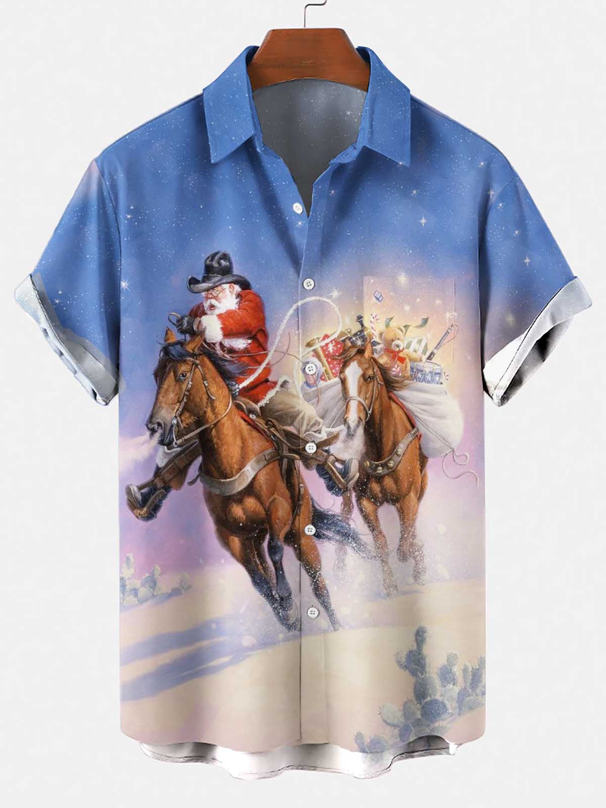 Men's Plus Size Christmas Creative Pattern Shirt With Pockets PLUSCLOTHESMAN