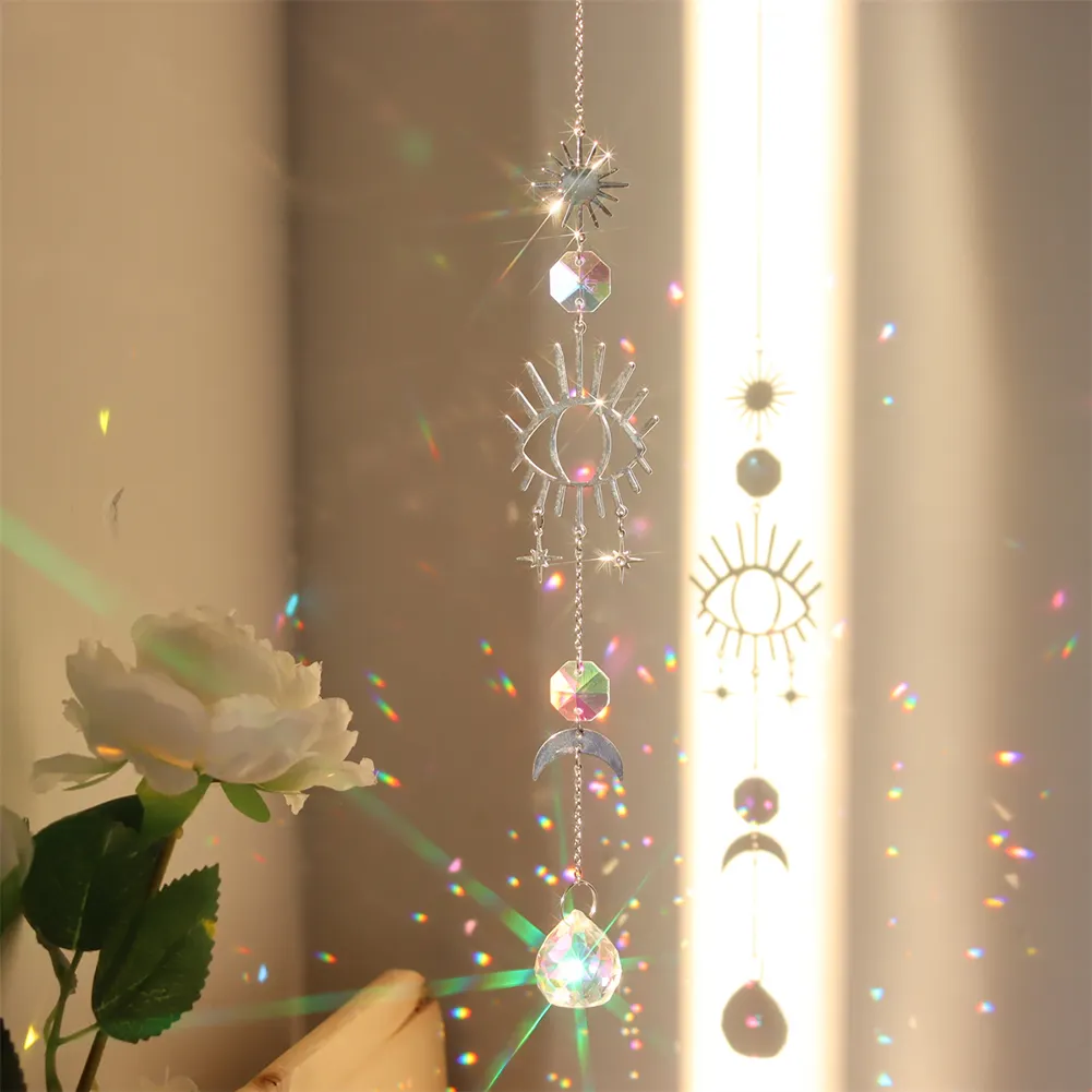 Wind Chime Crystal Light Catcher Ornaments Prisms Home Decor (Devil Eye 4)