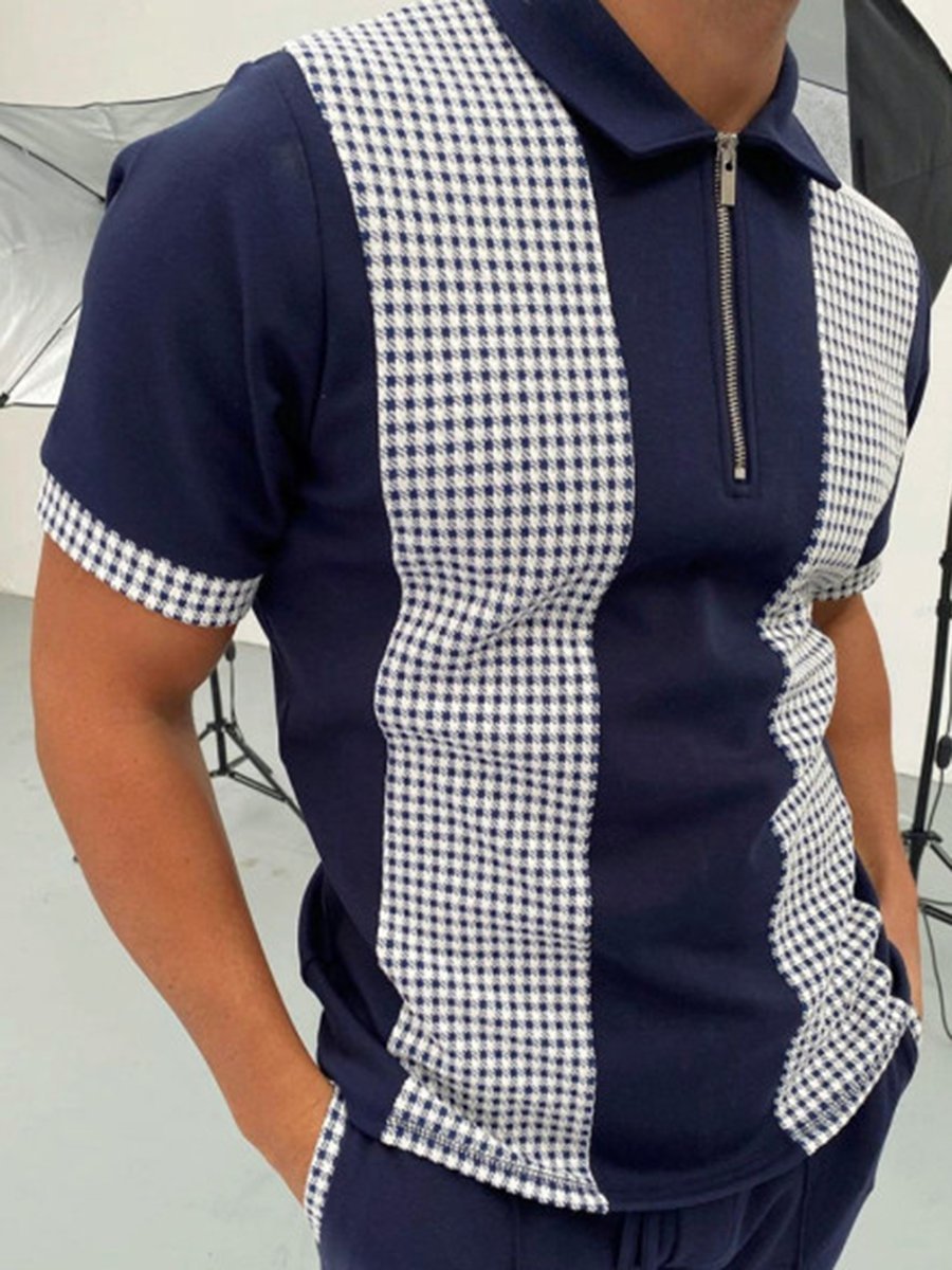 Portman Check Panel Polo Navy