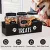Wooden Pet Snack Storage Box with 3 Plastic Treat Jar Dog Food Storage Holder
