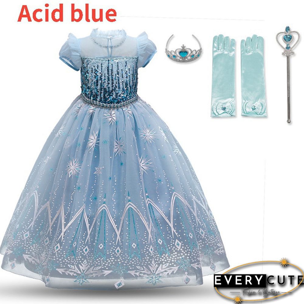 17 Styles Fancy Halloween Princess Cosplay Costume 4pcs Outfit with Accessories for 3-10 Years Kids Girls