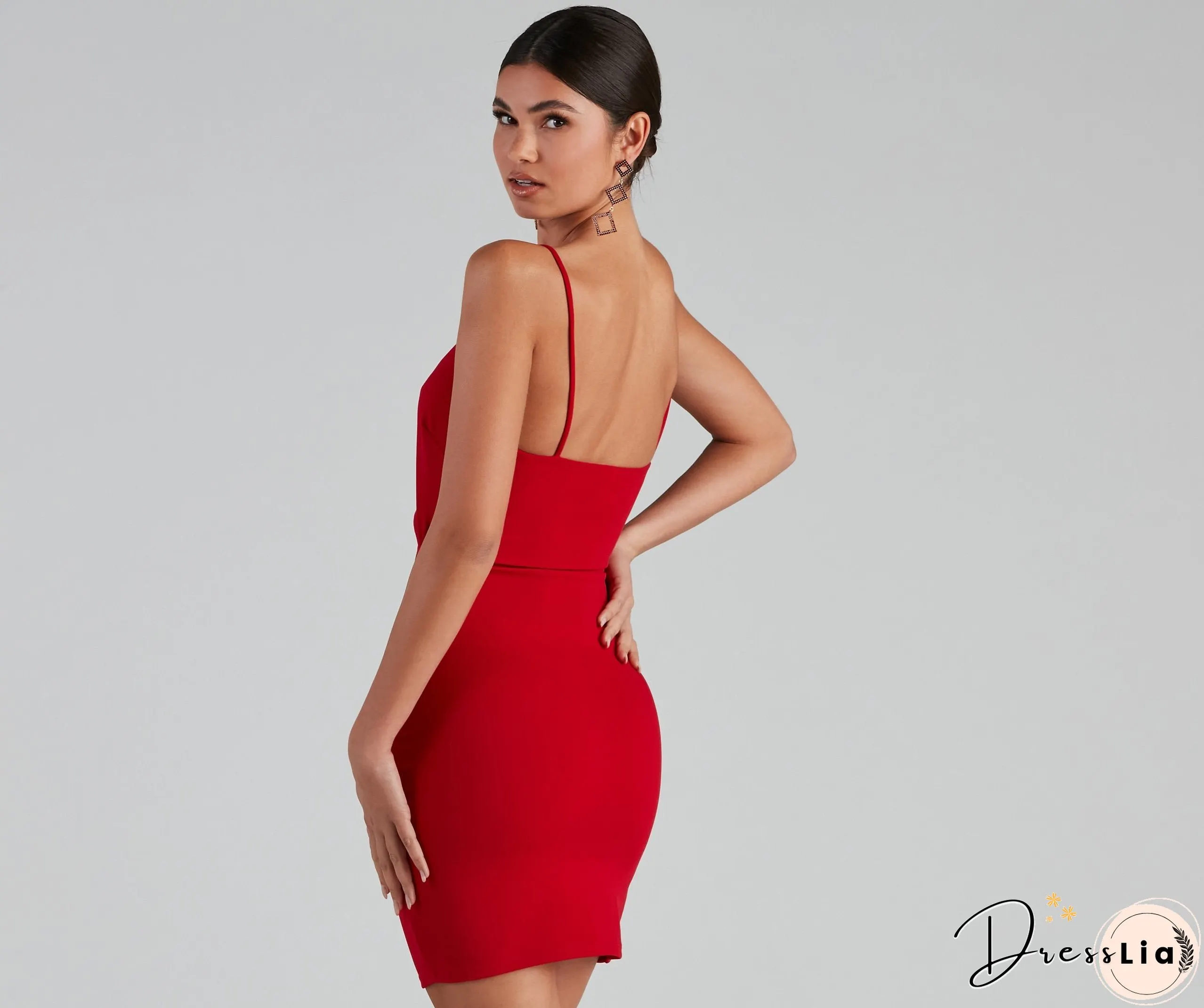 In The Club Charming Square Neck Cutout Dress