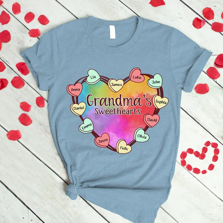 Eagerlys Personalized Grandma sweethearts color art Valentine T-Shirt Eagerlys