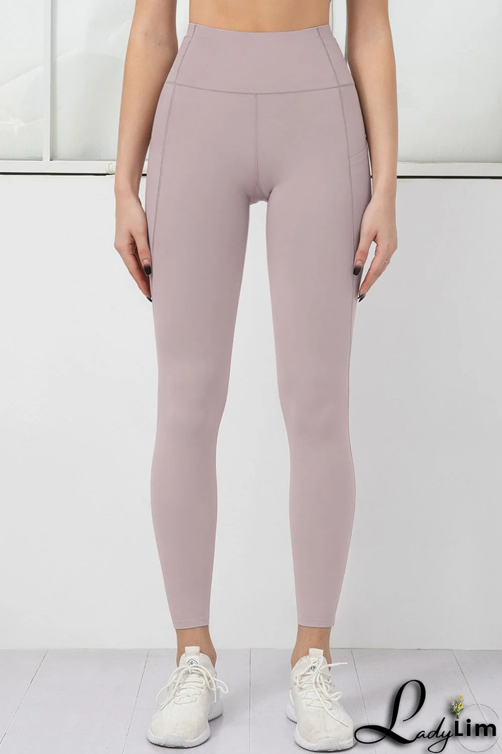 Orange Pink Casual Sportswear Solid Basic Skinny High Waist Trousers