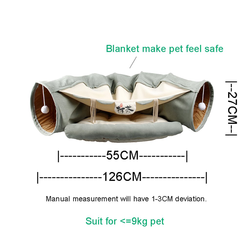 Funny Cat Bed Pet Tent 2 Holes Tunnel