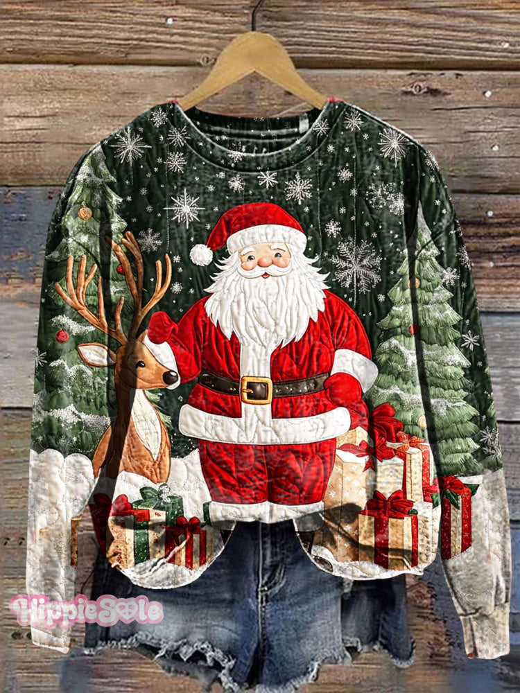 Santa Art Print Casual Sweatshirt Multicolor / S