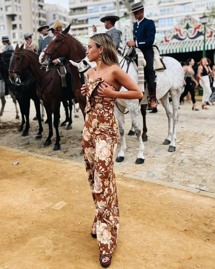 Printed High Waist Suit