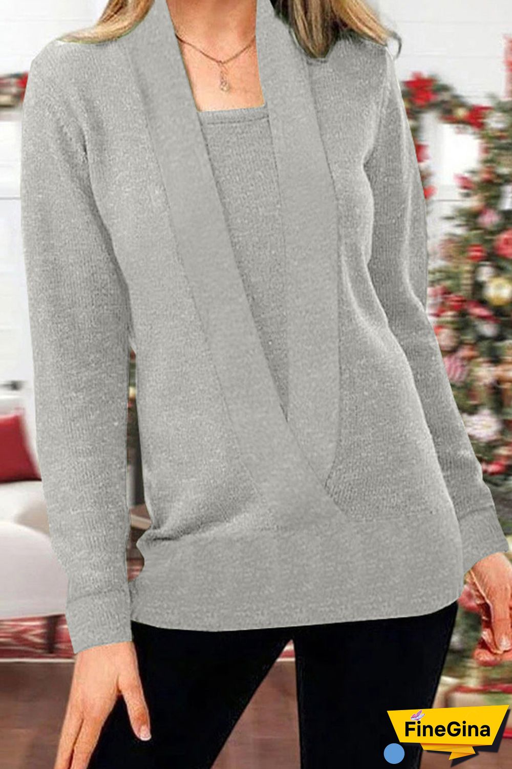 Work Daily Solid Patchwork V Neck Mid Waist Tops