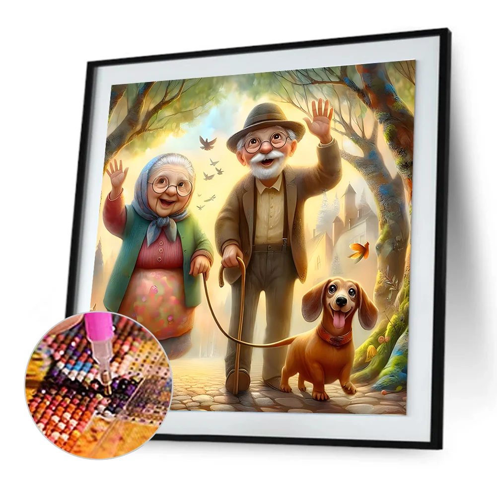 Diamond Painting - Full Round Drill - Old Couple(Canvas|30*30cm)