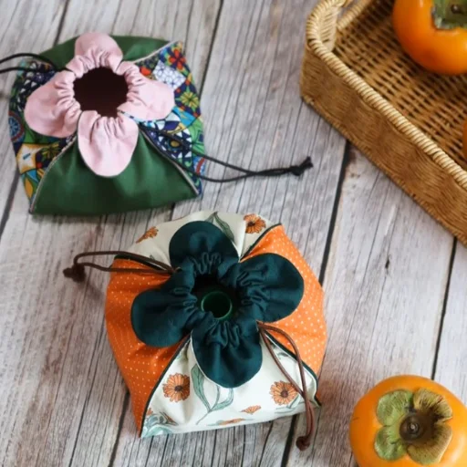 Persimmon Shaped Drawstring Pouch Sewing Template - Include Instructions