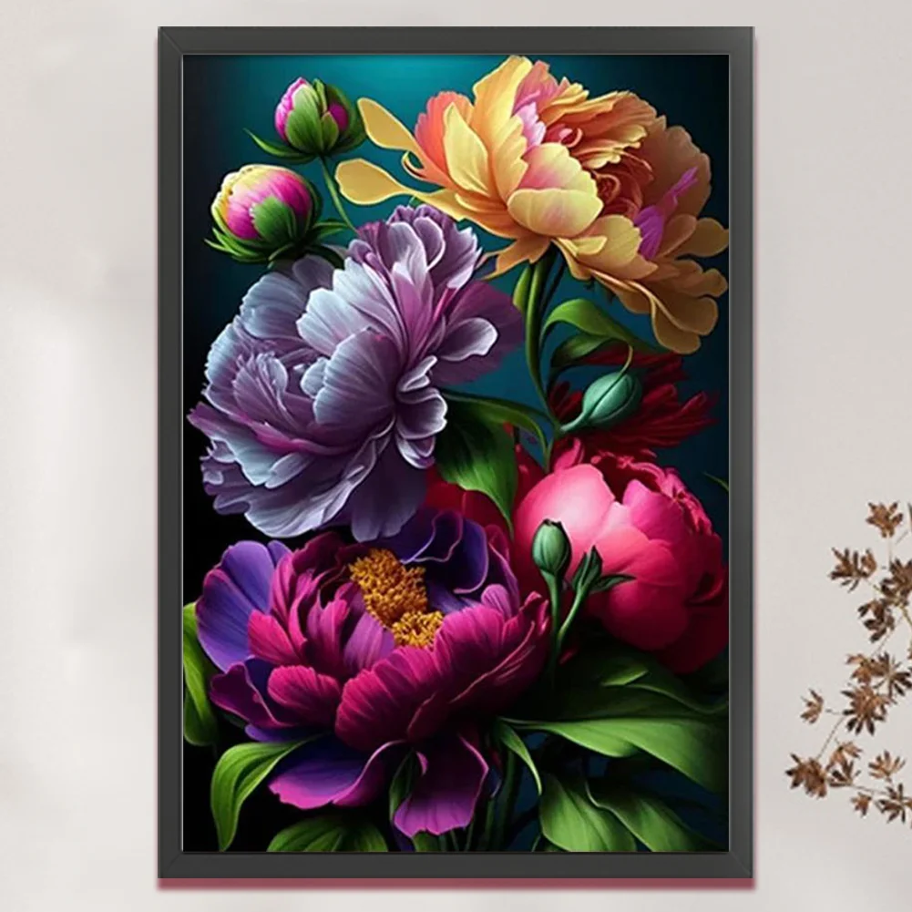 9CT Full Stamped Cross Stitch Bead Embroidery- Flower(Canvas|50*69CM)