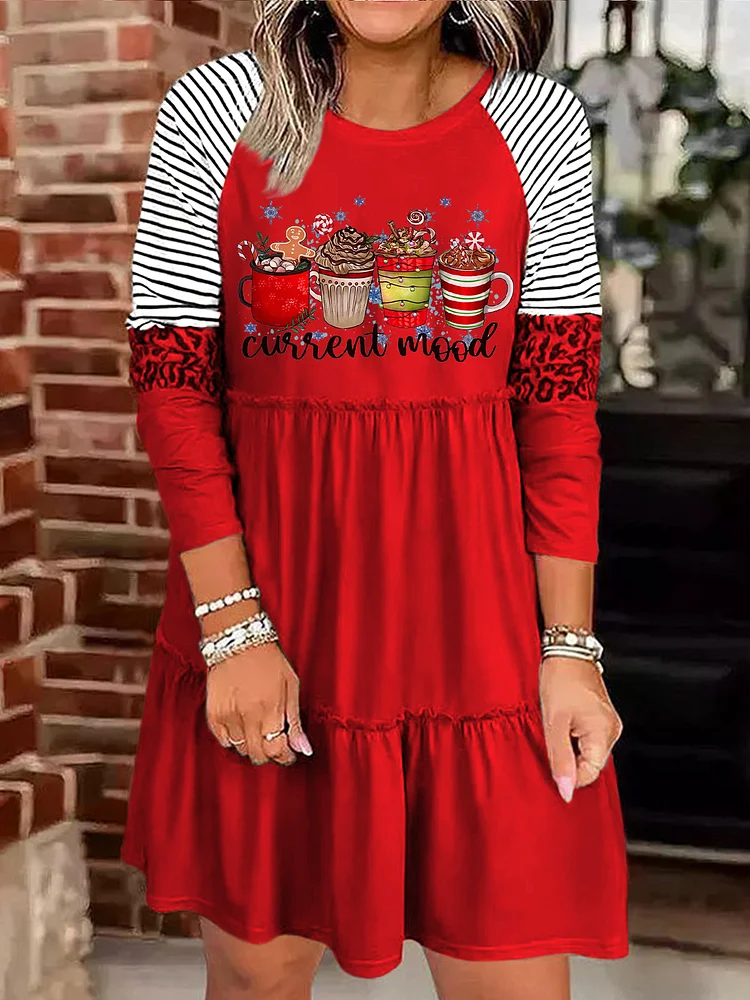 Current Mood Christmas Coffee Long Sleeve Dress