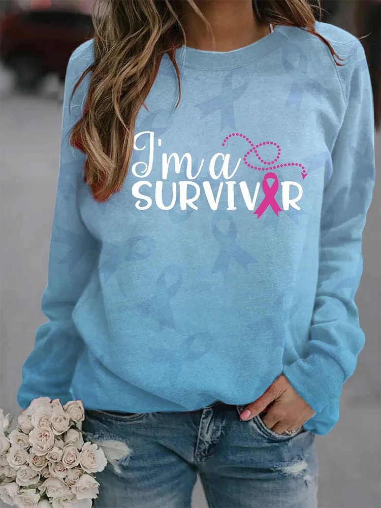 Women's Breast Cancer Ribbon Survivor Sweatshirt socialshop