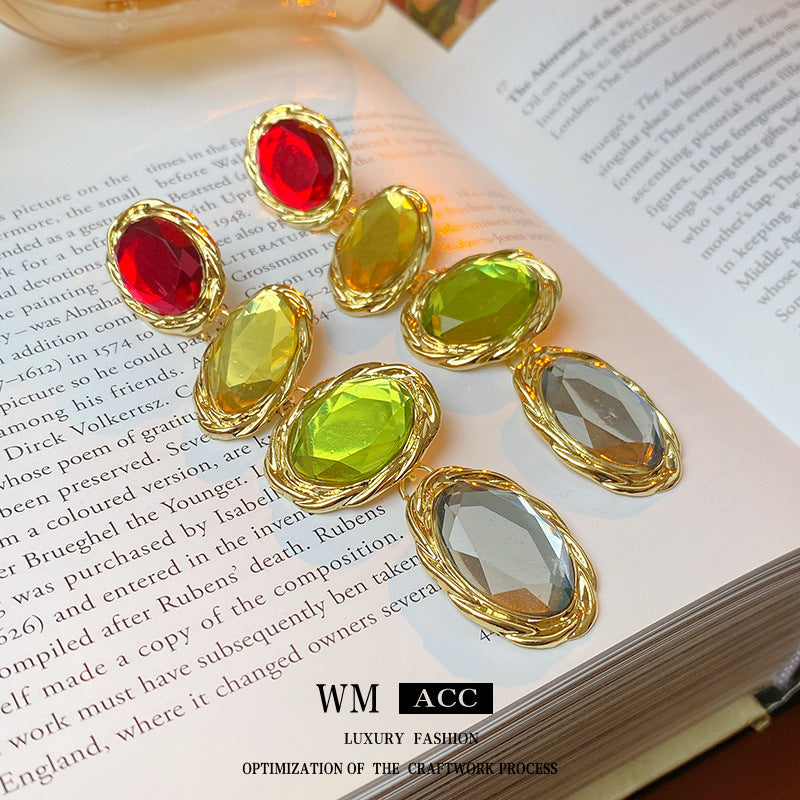 Medieval Ellipse Geometric Alloy Electroplating Earrings