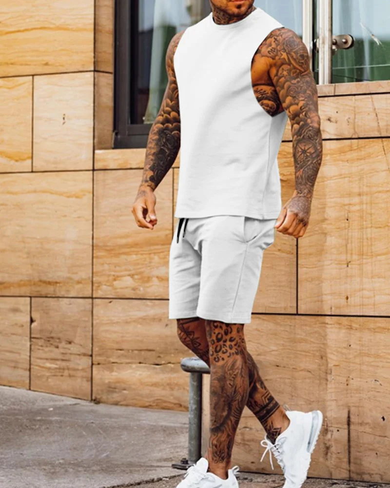 Sleeveless Top Vest Shorts Two-Piece Set