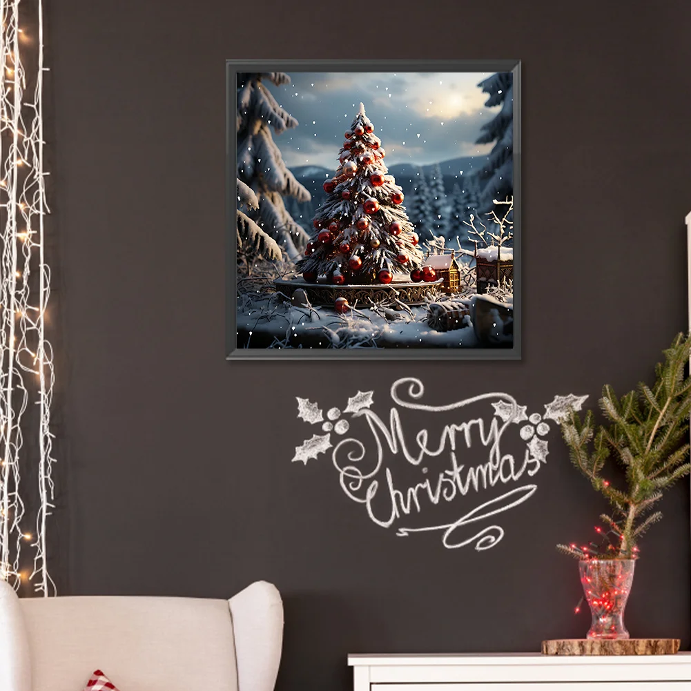 Diamond Painting - Full Round Drill - Winter Snow Christmas Tree(Canvas|30*30cm)