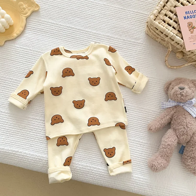 Baby Crew Neck Bear Pajamas Set