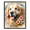 Golden Retriever And Flowers-11CT Stamped Cross Stitch 40*50cm/15.75*19.69in