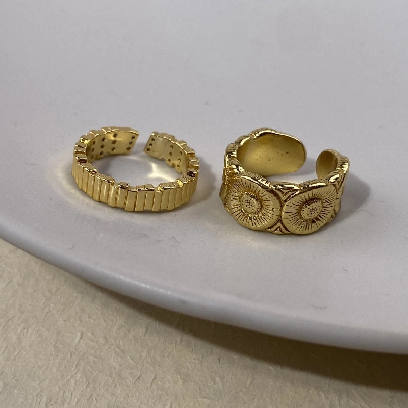 Copper Geometric Open Rings