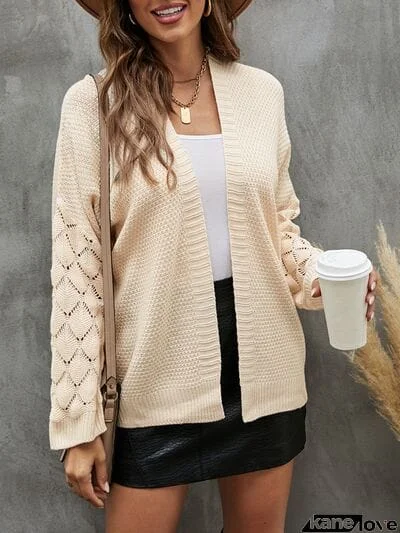 Openwork Dropped Shoulder Cardigan