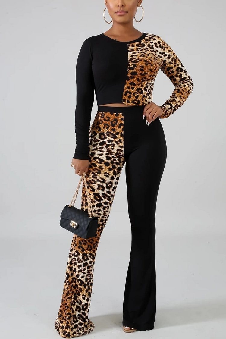 Casual Leopard Print Two-Piece Suit - BlackFridayBuys