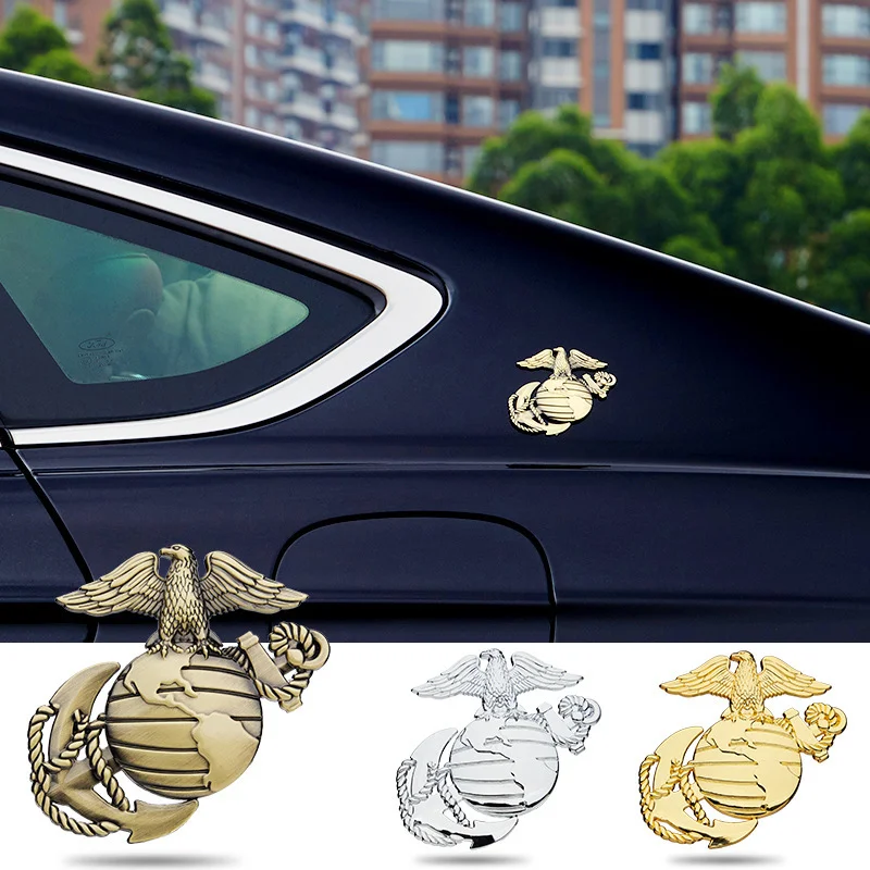 Marine Corps USMC Metal Car Emblem Decal