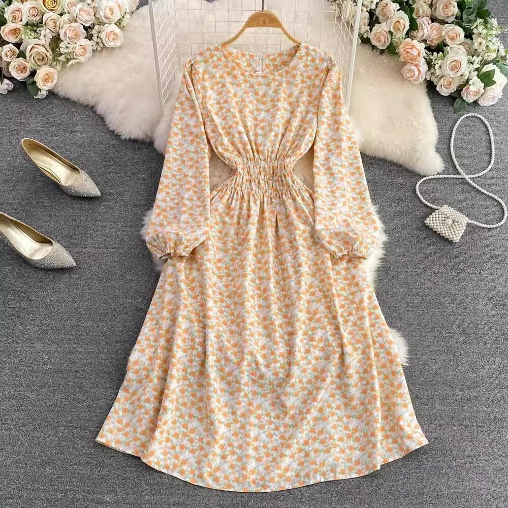 YuooMuoo Women Dress 2024 New Spring Long Sleeve Floral Print Maxi Dress Lady Streetwear Outfits Robe Femme