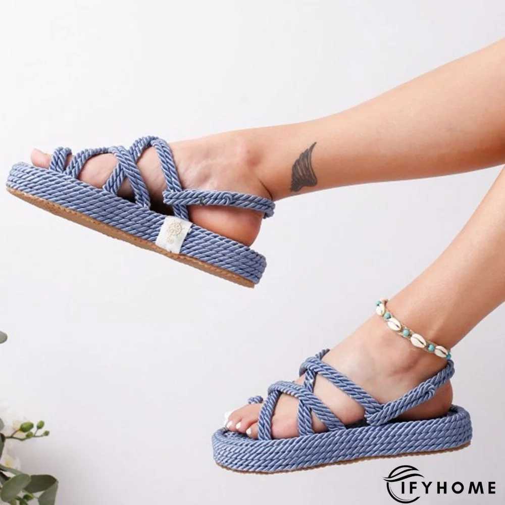 Women Criss Cross Lace-Up Casual Sandals | IFYHOME