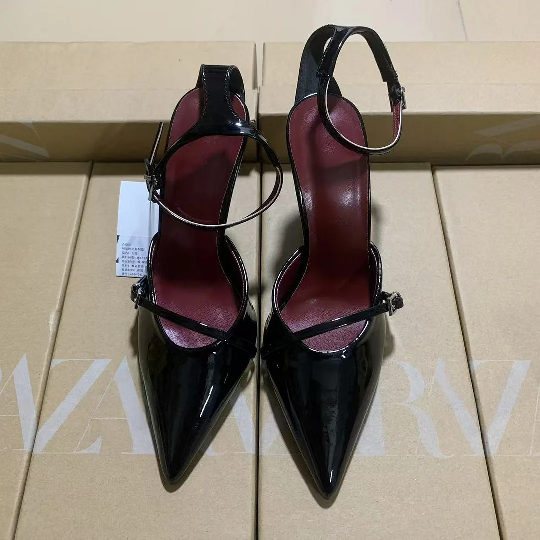 Breakj Breakj Spring New Women's Shoes Red Velvet Head Light-High Muller Shoes Buckle Fine Women's Shoes