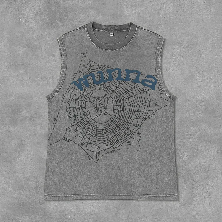 Spider Worldwide X Gunna Wunna Graphics Acid Washed Sleeveless Tank Top SOPULA