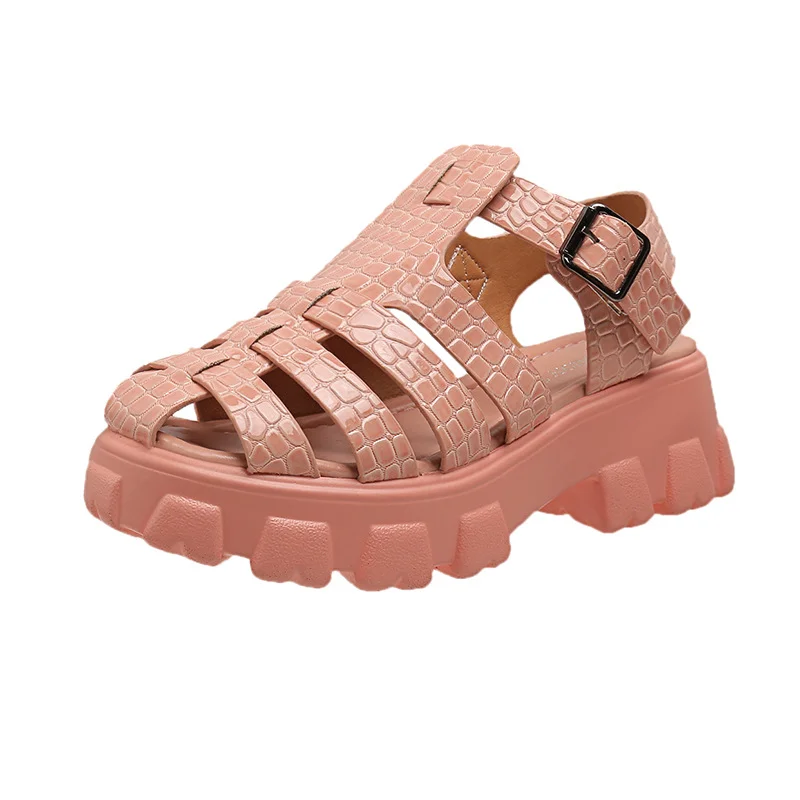 Breakj Breakj New Summer Large-Size Hollow Octfish Sandals Retro Bag Head Casual Roman Sandals Women