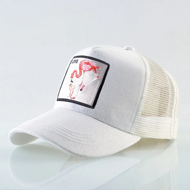 Womens Summer Snapback Caps Breathable Baseball Cap Men Streetwear Flamingos Embroidery Trucker Bone Unisex Hip Hop Hats bonnet
