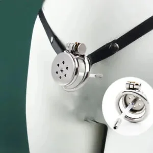 pornhint Pornhint Stainless Steel Chastity Device Flat Lockable Cage Urethra Tube Bondage for Male